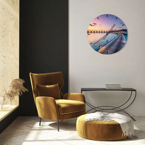 Wanduhr - Glasuhr - Urlaub - zurück zu den Quellen - 40x40 cm