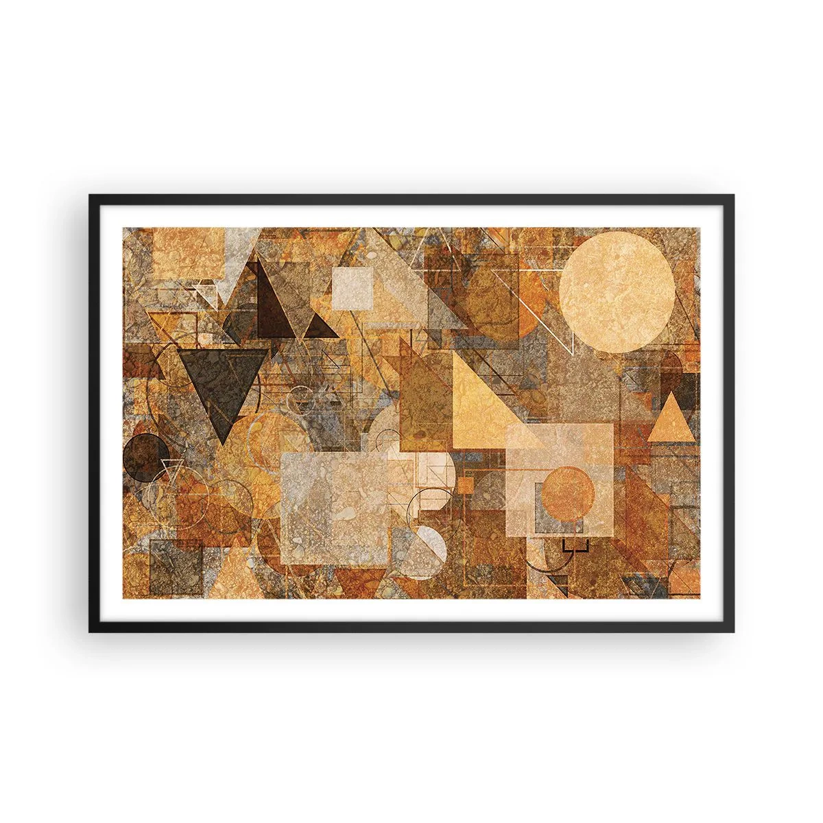 Poster in einem schwarzem Rahmen - Eine kubistische Studie aus Bronze - 91x61 cm