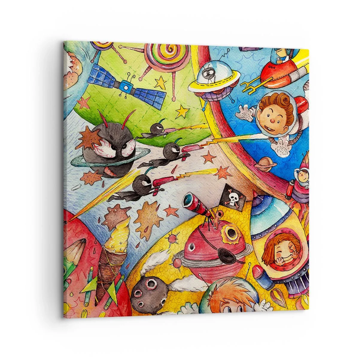 Bild auf Leinwand - Leinwandbild - Tolles Weltraumabenteuer - 50x50 cm