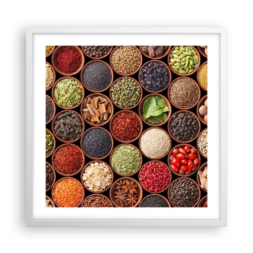 Poster in einem weißen Rahmen - Alle Aromen der Welt - 50x50 cm