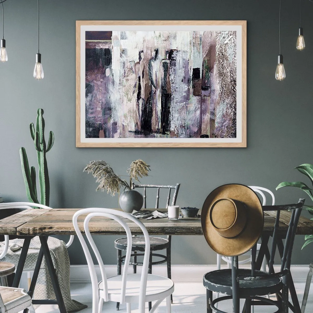 Poster in einem Rahmen aus heller Eiche - Die geheimnisvolle Drei - 50x40 cm