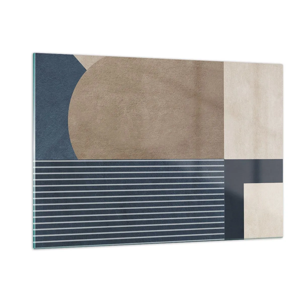 Glasbild - Bild auf glas - Eine minimalistische Form mit einem Kreis und Linien in Beige - 120x80cm - Komposition aus Einfachheit und Rundheit - Moderne Wanddekoration für Wohnzimmer und Schlafzimmer ARTTOR