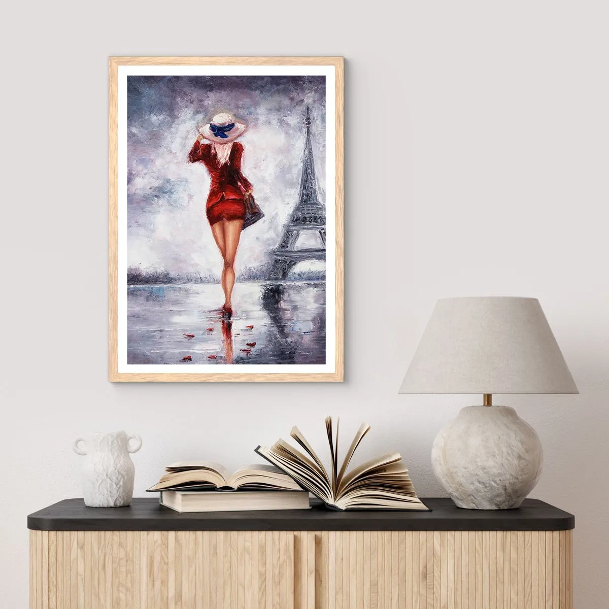 Poster in einem Rahmen aus heller Eiche - Pariser Symbole - 40x50 cm