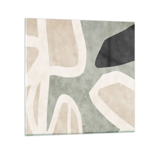 Glasbild - Bild auf glas - Komposition mit schwarzem Motiv - 70x70 cm