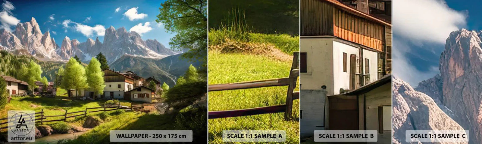 Fototapetenmuster Standard Eco - Alpenidylle - Berge, Landschaft, Alpen - 100x30 cm