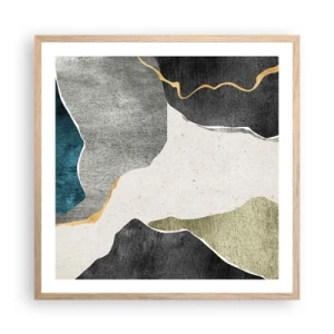 Poster in einem Rahmen aus heller Eiche - Mosaikkomposition mit Goldfaden - 60x60 cm