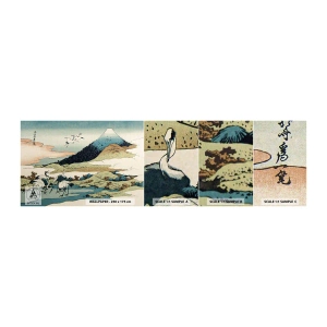 Fototapeten Muster Selbstklebend Deluxe Sticker - Im japanischen Geist - Storch, Vogel, Landschaft - 100x30 cm