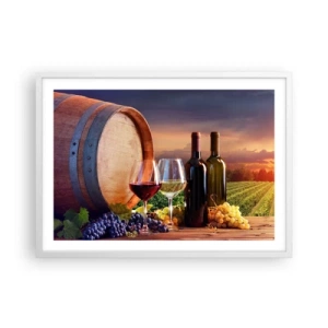 Poster in einem weißen Rahmen - Hier schmeckt das Leben - 70x50 cm