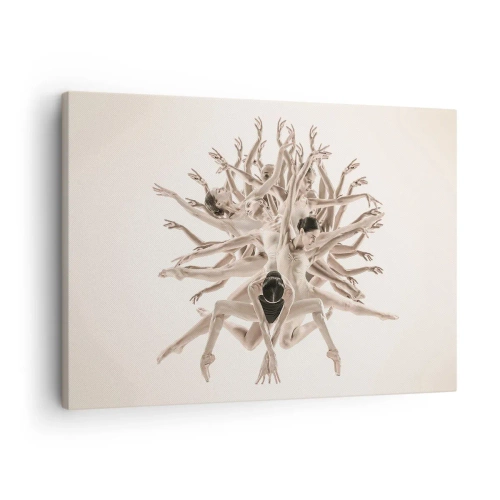 Bild auf Leinwand - Leinwandbild - Abstrakte Komposition von Tänzern in Bewegung - 70x50cm - Aufblühen im Tanz - Moderne Wanddekoration für Wohnzimmer und Schlafzimmer ARTTOR