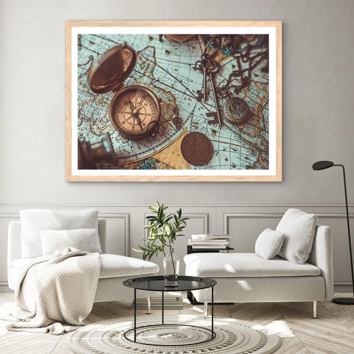 Poster in einem Rahmen aus heller Eiche - Für den Abenteurer - 50x40 cm