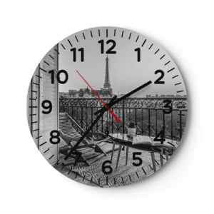 Wanduhr - Glasuhr - Pariser Nachmittag - 30x30 cm