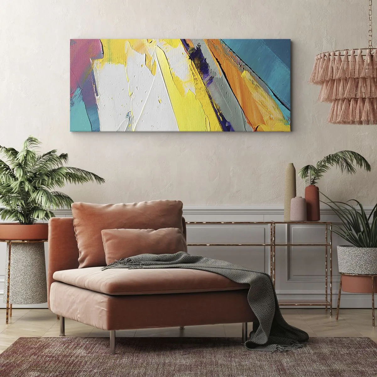 Bild auf Leinwand - Leinwandbild - Eine abstrakte Komposition in intensiven Farben - 160x50cm - Die Anatomie des Lichts - Moderne Wanddekoration für Wohnzimmer und Schlafzimmer ARTTOR
