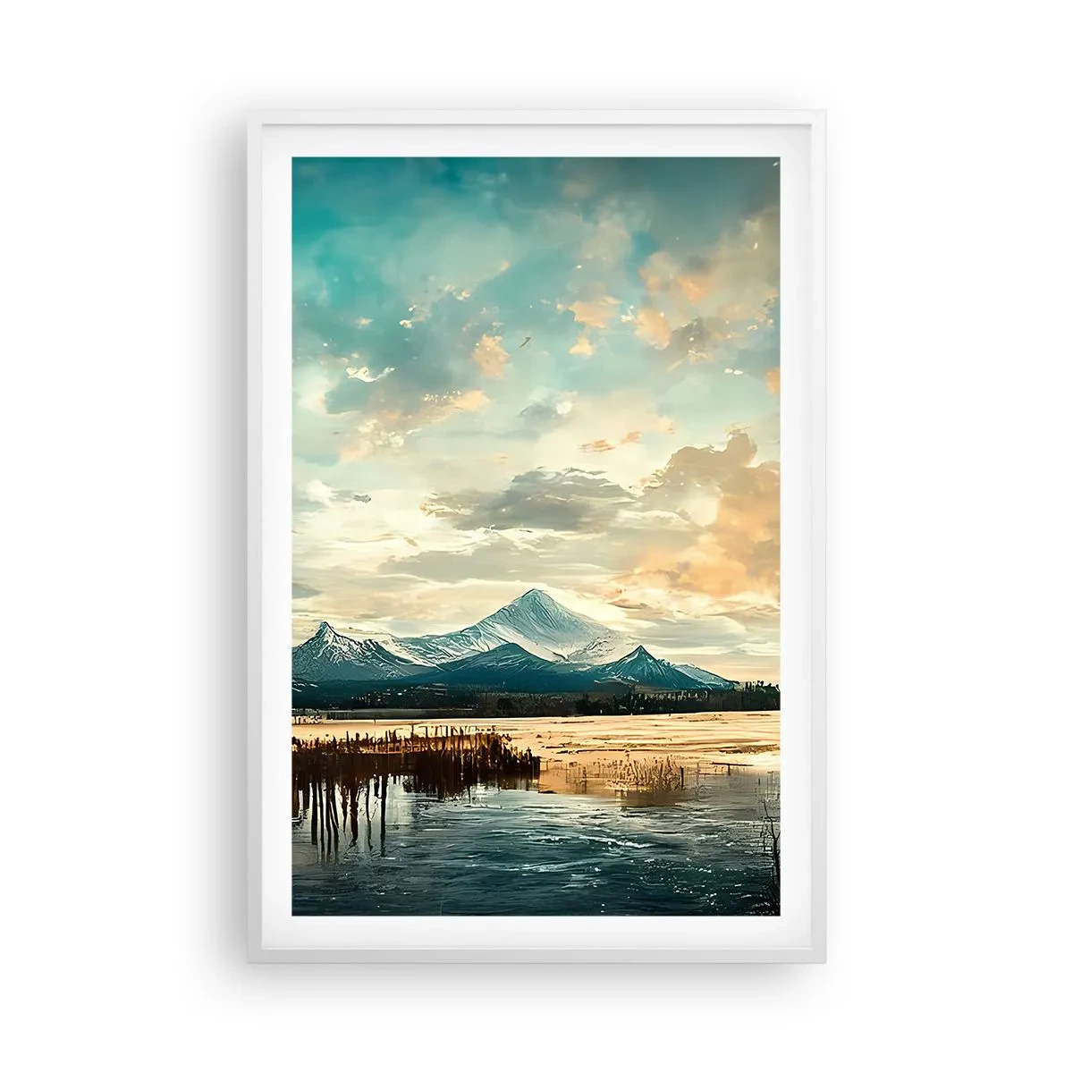 Poster in einem weißen Rahmen - Unter dem Schutz des Himmels - 61x91 cm