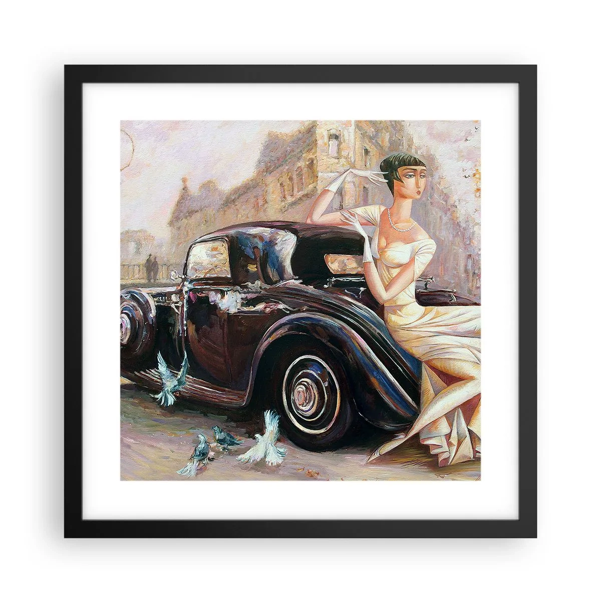 Poster in einem schwarzem Rahmen - Eleganz im Retro-Stil - 40x40 cm
