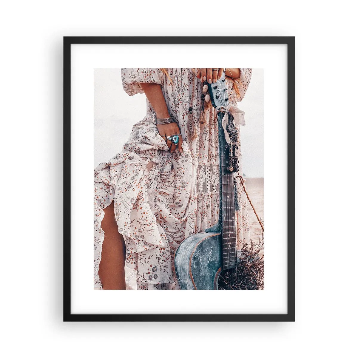 Poster in einem schwarzem Rahmen - Kinderblumen auf dem Weg - 40x50 cm