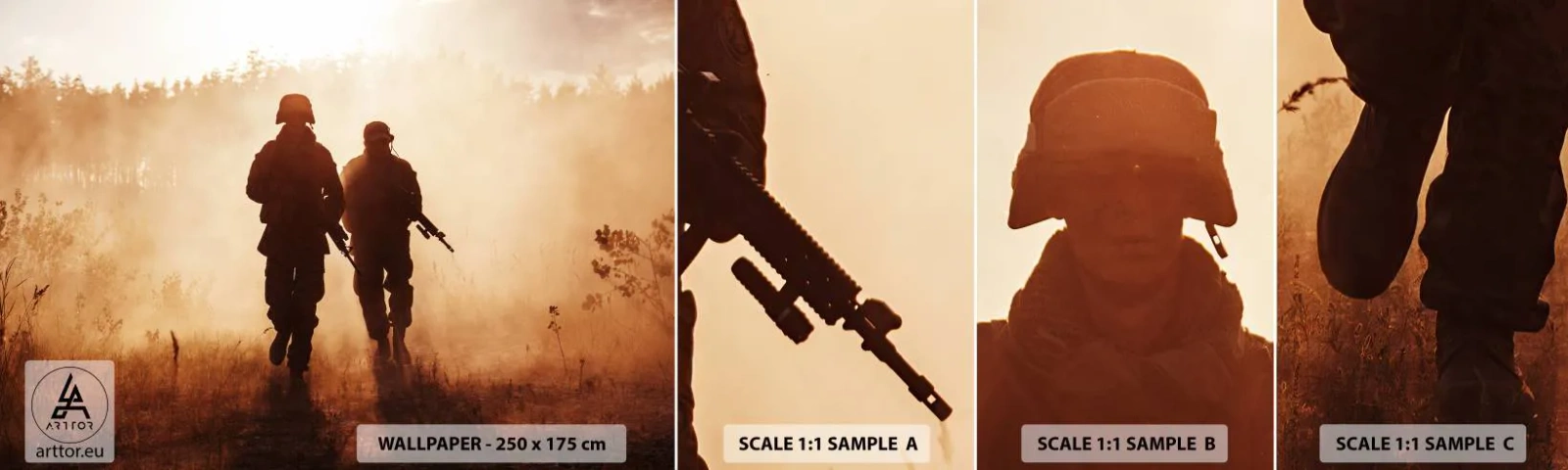 Fototapeten Muster Selbstklebend Deluxe Sticker - Ruf der Pflicht - Soldat, Gewehr, Militär - 100x30 cm