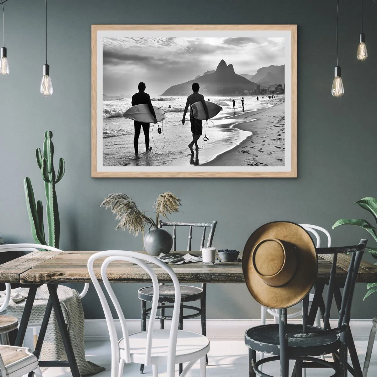 Poster in einem Rahmen aus heller Eiche - Single-Wave-Samba - 50x40 cm