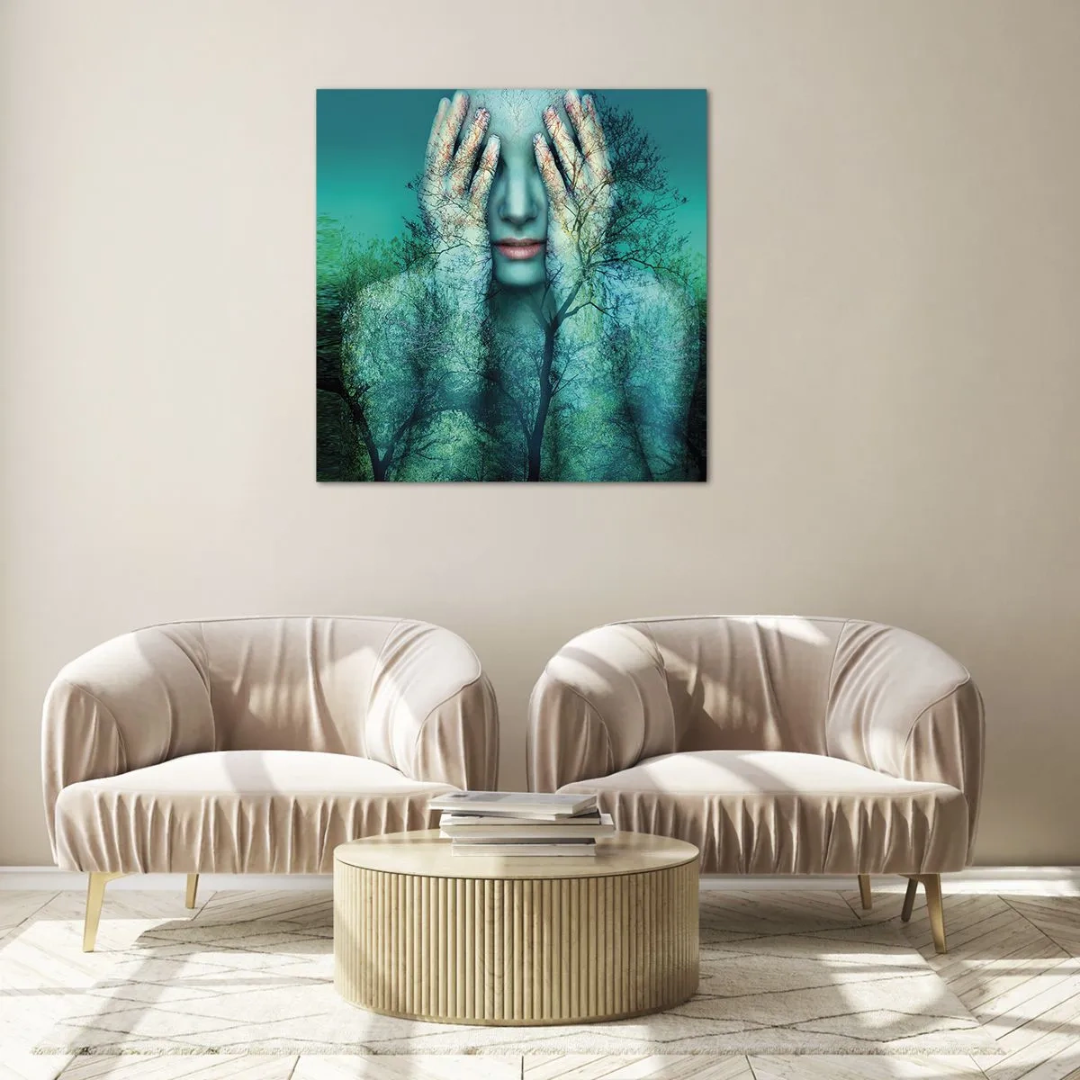 Glasbild - Bild auf glas - Eingetaucht in Blau - 40x40 cm