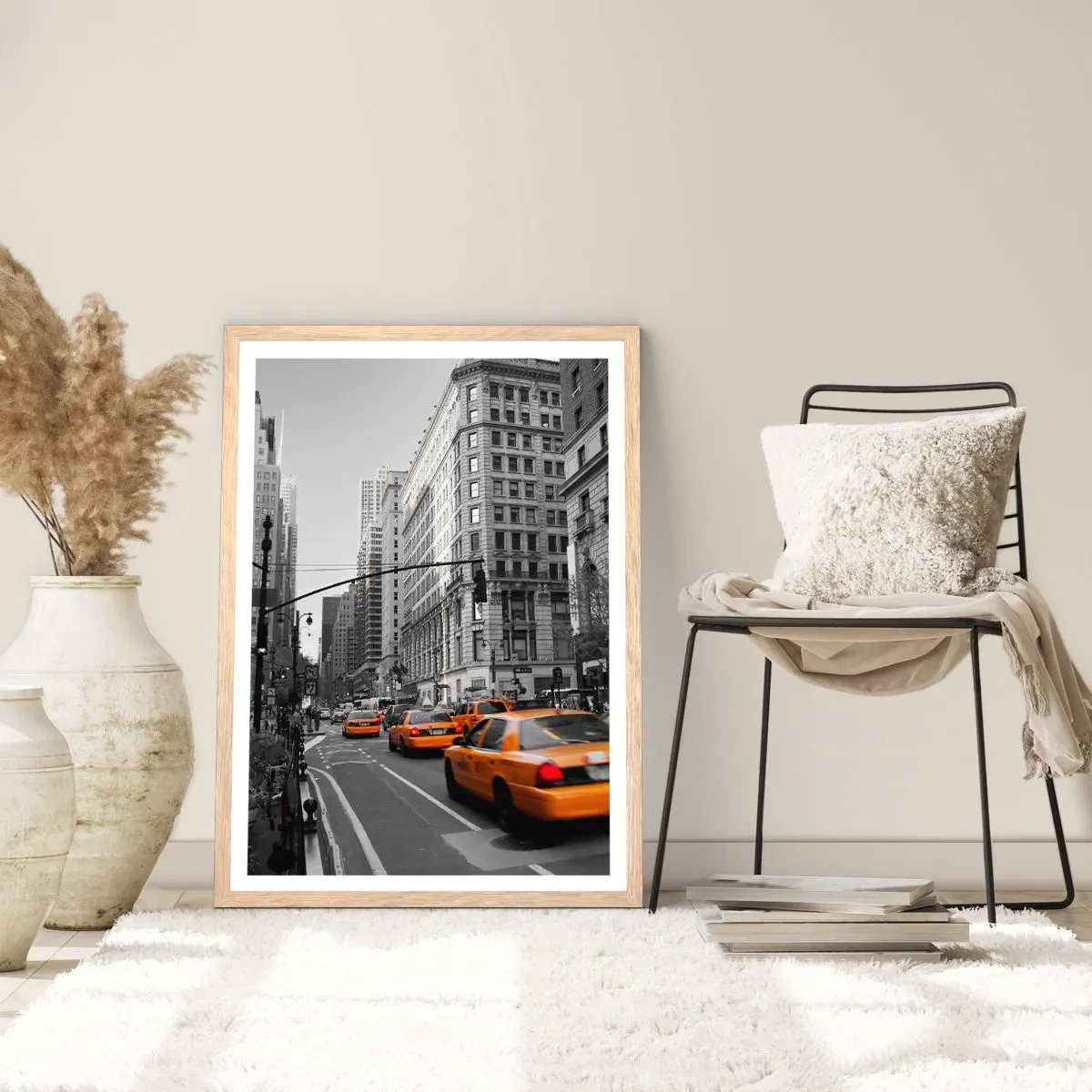 Poster in einem Rahmen aus heller Eiche - Sonnen der Großstadt - 70x100 cm