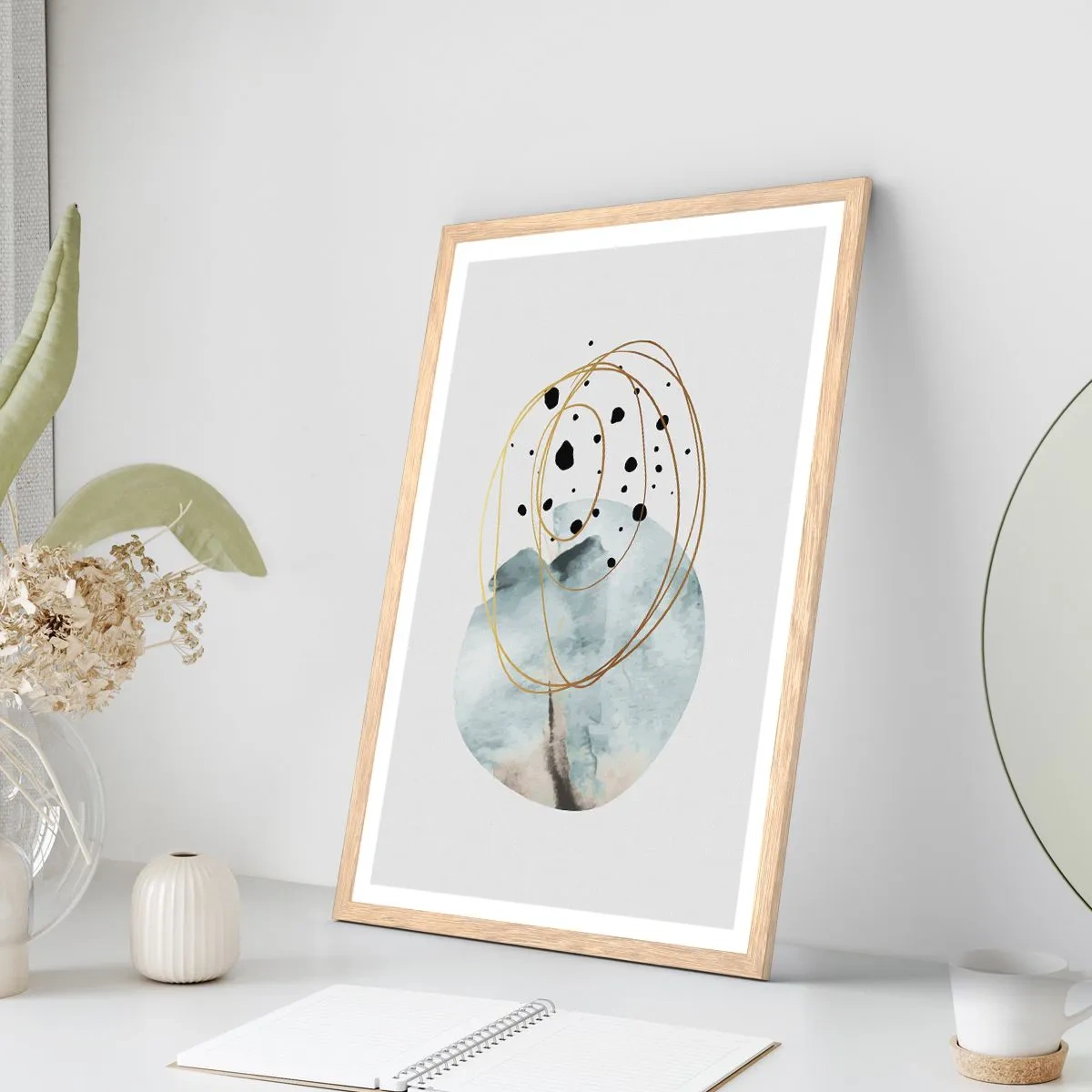 Poster in einem Rahmen aus heller Eiche - Vom Weltraum umarmt - 50x70 cm