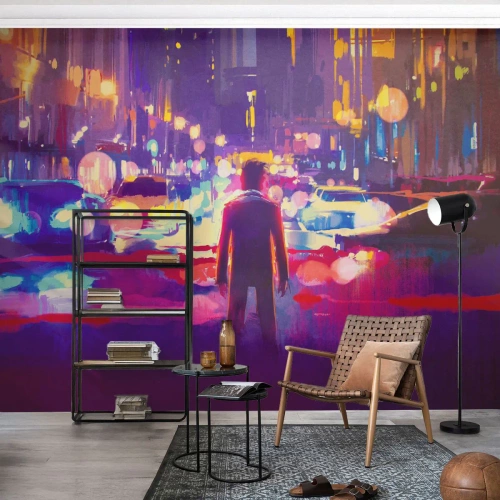 Selbstklebende Fototapete Deluxe Sticker - Eingetaucht in das Licht - Stadt, Mann, New York - 300x210 cm