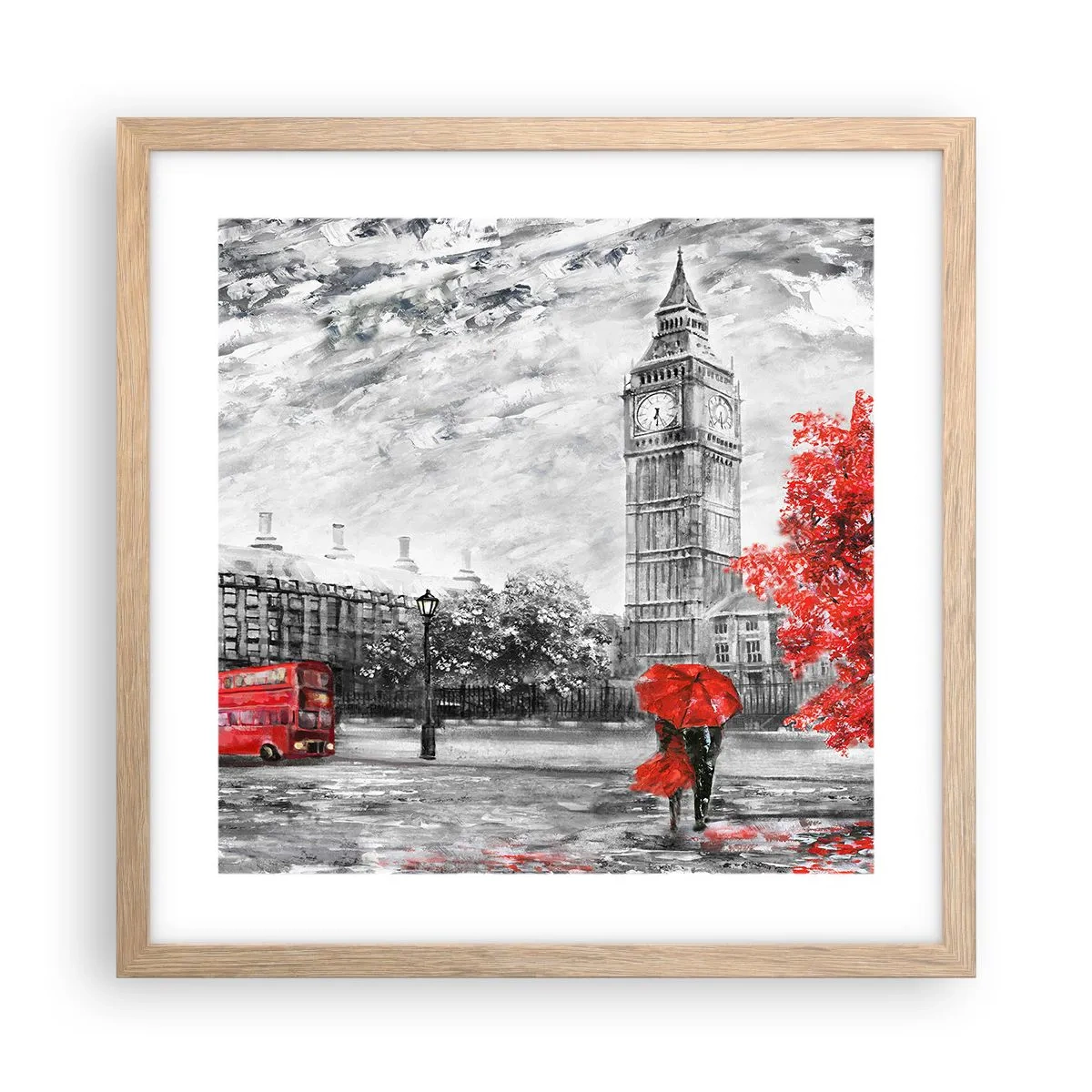 Poster in einem Rahmen aus heller Eiche - Ein aufregender Tag - 40x40 cm