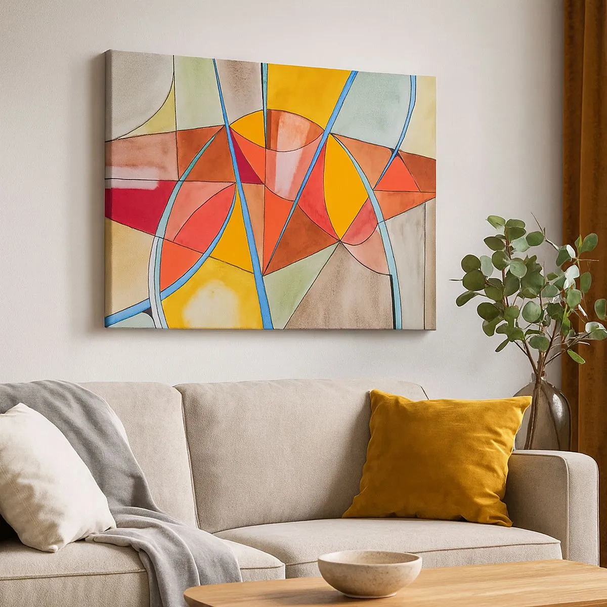 Bild auf Leinwand - Leinwandbild - Eine abstrakte Komposition in lebendigen geometrischen Farben. - 70x50cm - Das Karussell, das Traumkarussell - Moderne Wanddekoration für Wohnzimmer und Schlafzimmer ARTTOR