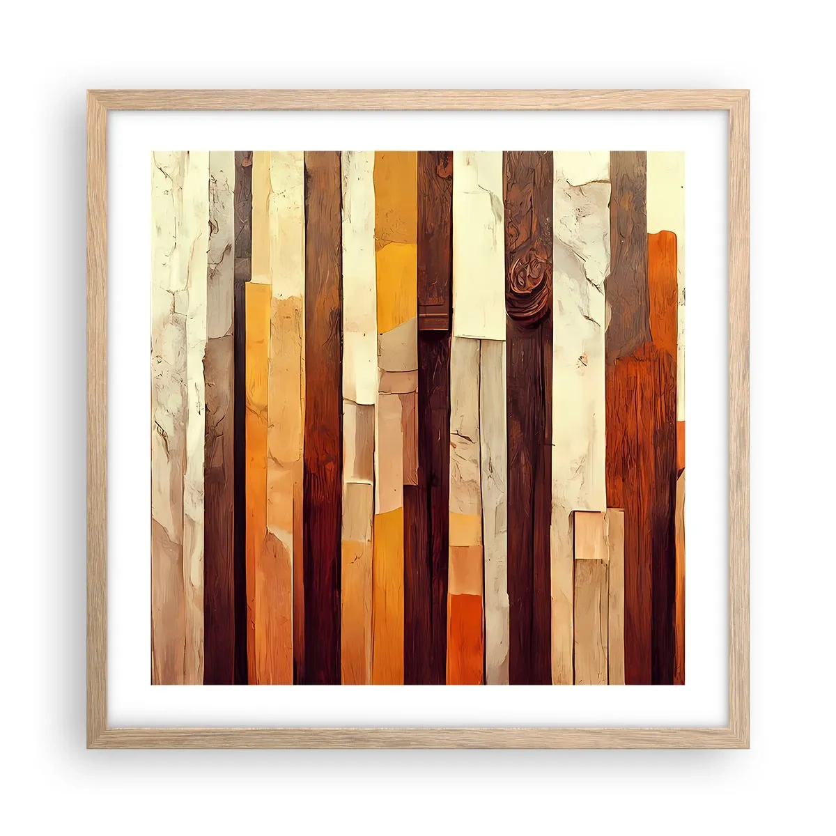 Poster in einem Rahmen aus heller Eiche - Hymne der Waldbäume - 50x50 cm