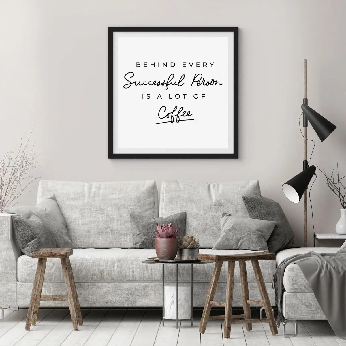 Poster in einem schwarzem Rahmen - Erfolgsgeheimnis - 30x30 cm