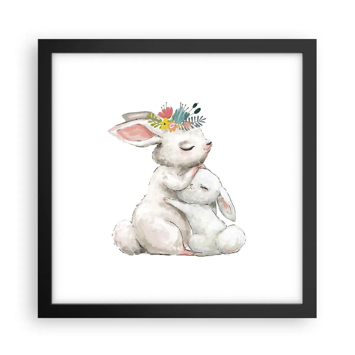 Poster in einem schwarzem Rahmen - Bei Mama ist's am schönsten - 30x30 cm