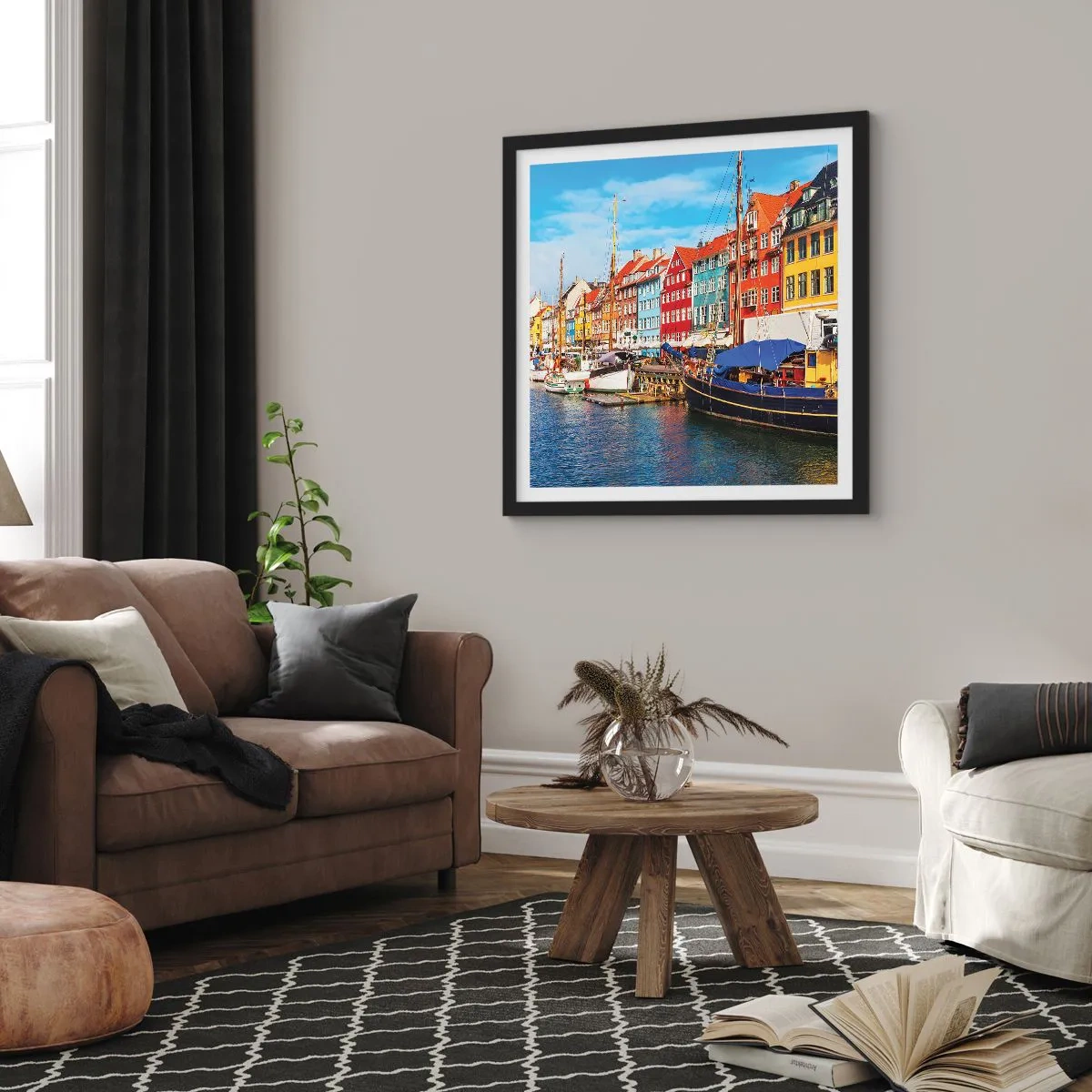 Poster in einem schwarzem Rahmen - Fröhlicher Kai - 30x30 cm