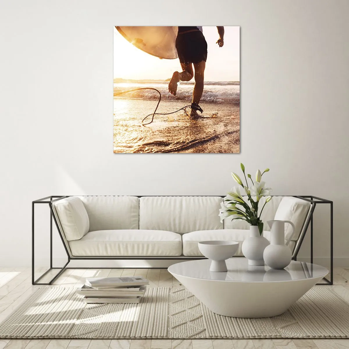 Glasbild - Bild auf glas - Um die Welle zu treffen - 70x70 cm