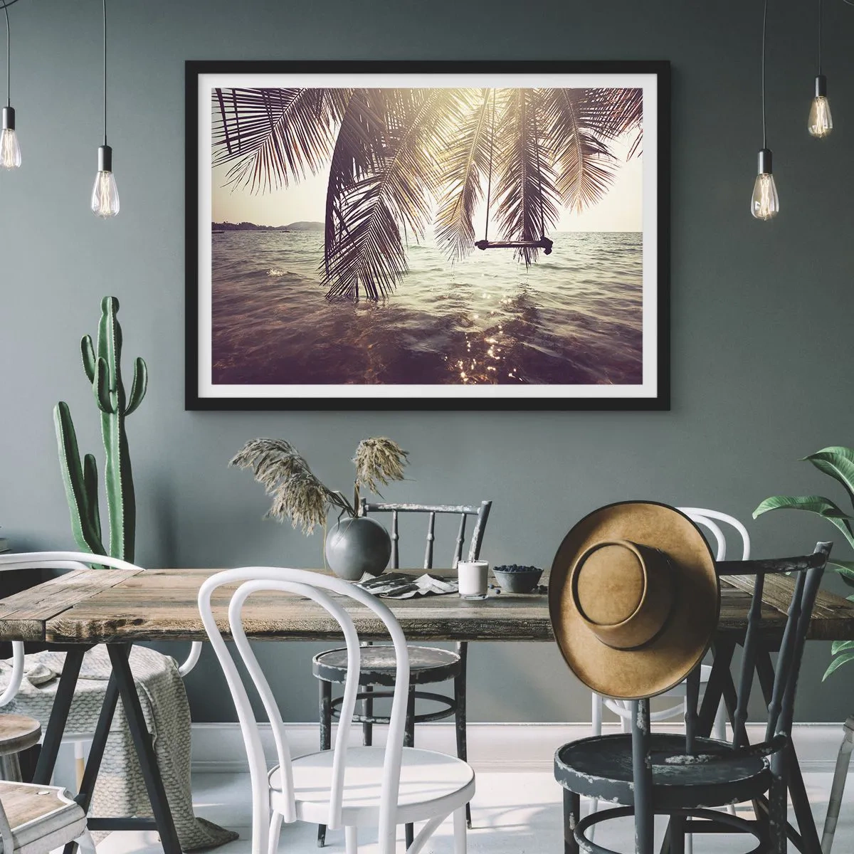Poster in einem schwarzem Rahmen - Sie können nach Belieben in den Wolken schwingen - 50x40 cm