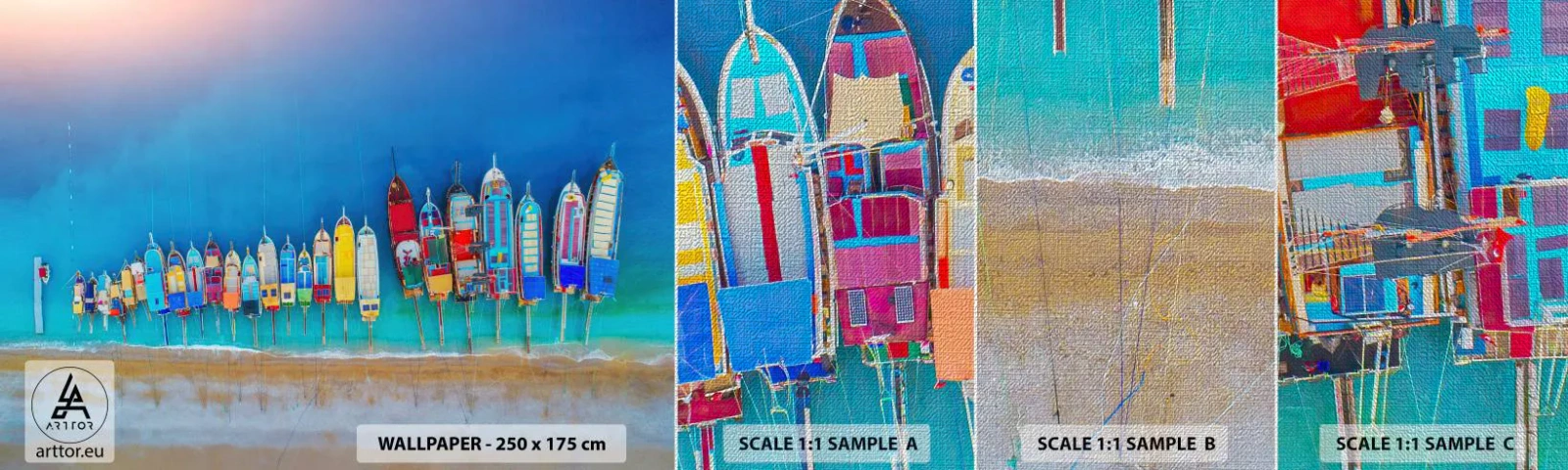 Fototapeten Muster Premium Canvas - Aus der Vogelperspektive - Landschaft, Strand, Meer - 100x30 cm