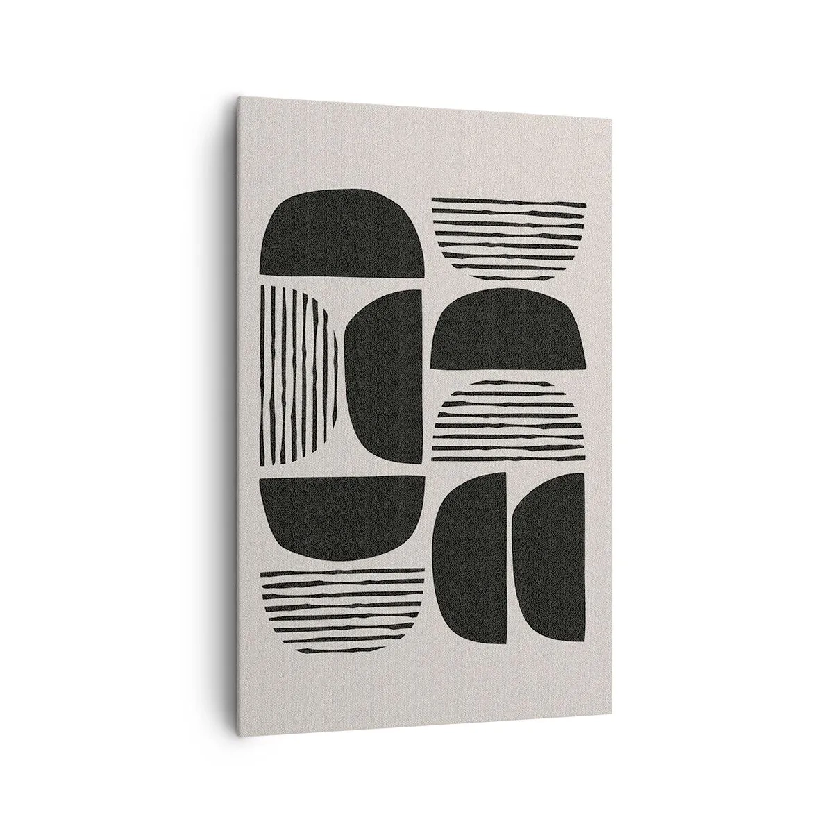 Bild auf Leinwand - Leinwandbild - Geometrie mit Halbkreisen und Linien in Schwarz auf hellem Hintergrund - 80x120cm - Halbherzige Deals - Moderne Wanddekoration für Wohnzimmer und Schlafzimmer ARTTOR