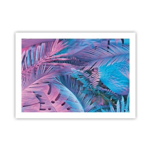 Poster - Tropen in Rosa und Blau - 70x50 cm