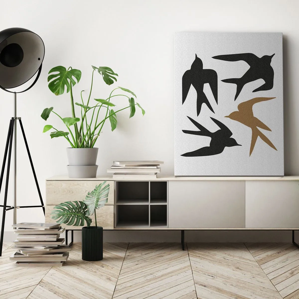 Bild auf Leinwand - Leinwandbild - Schwalbenspaß - 55x100 cm