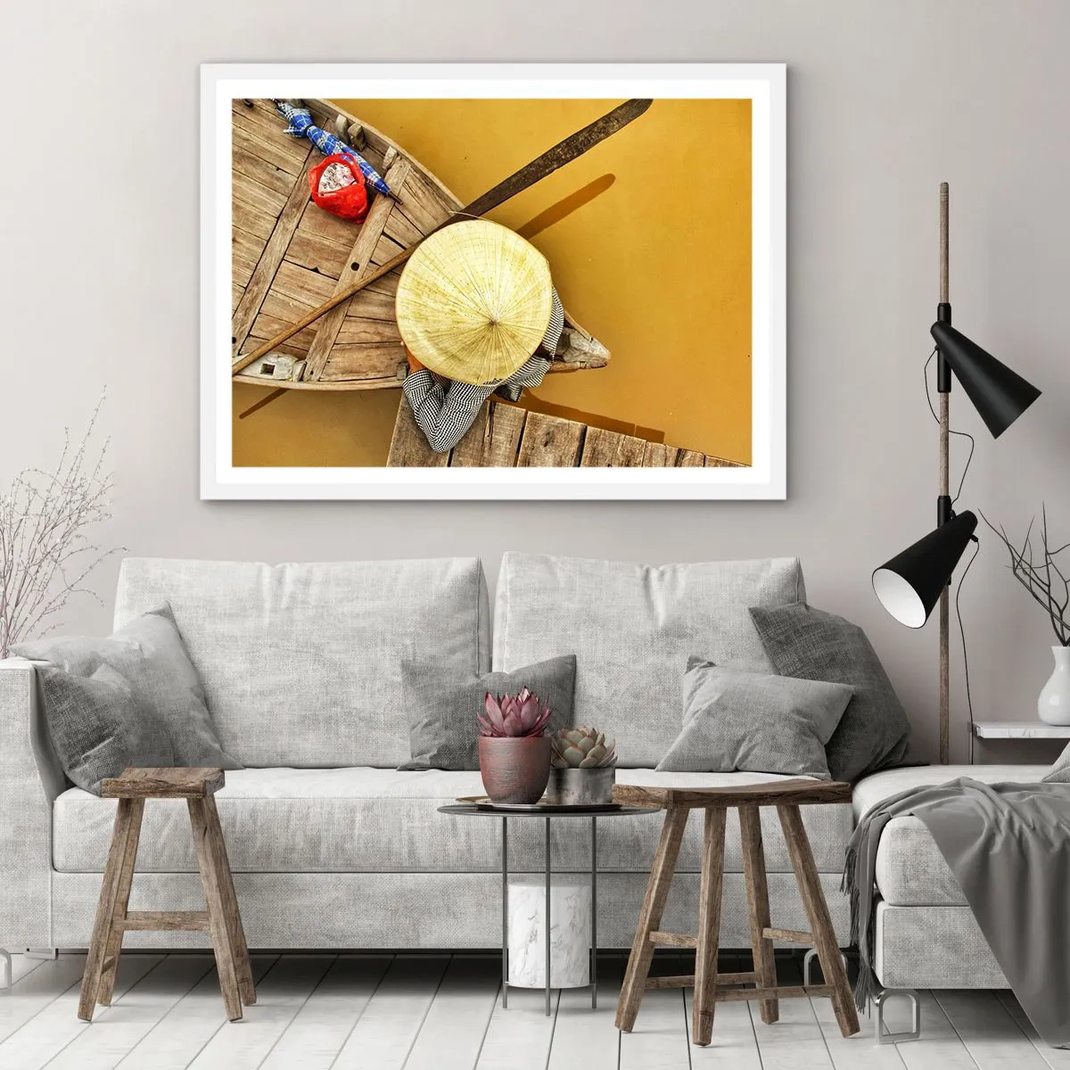 Poster in einem weißen Rahmen - Leben am Gelben Fluss - 50x40 cm