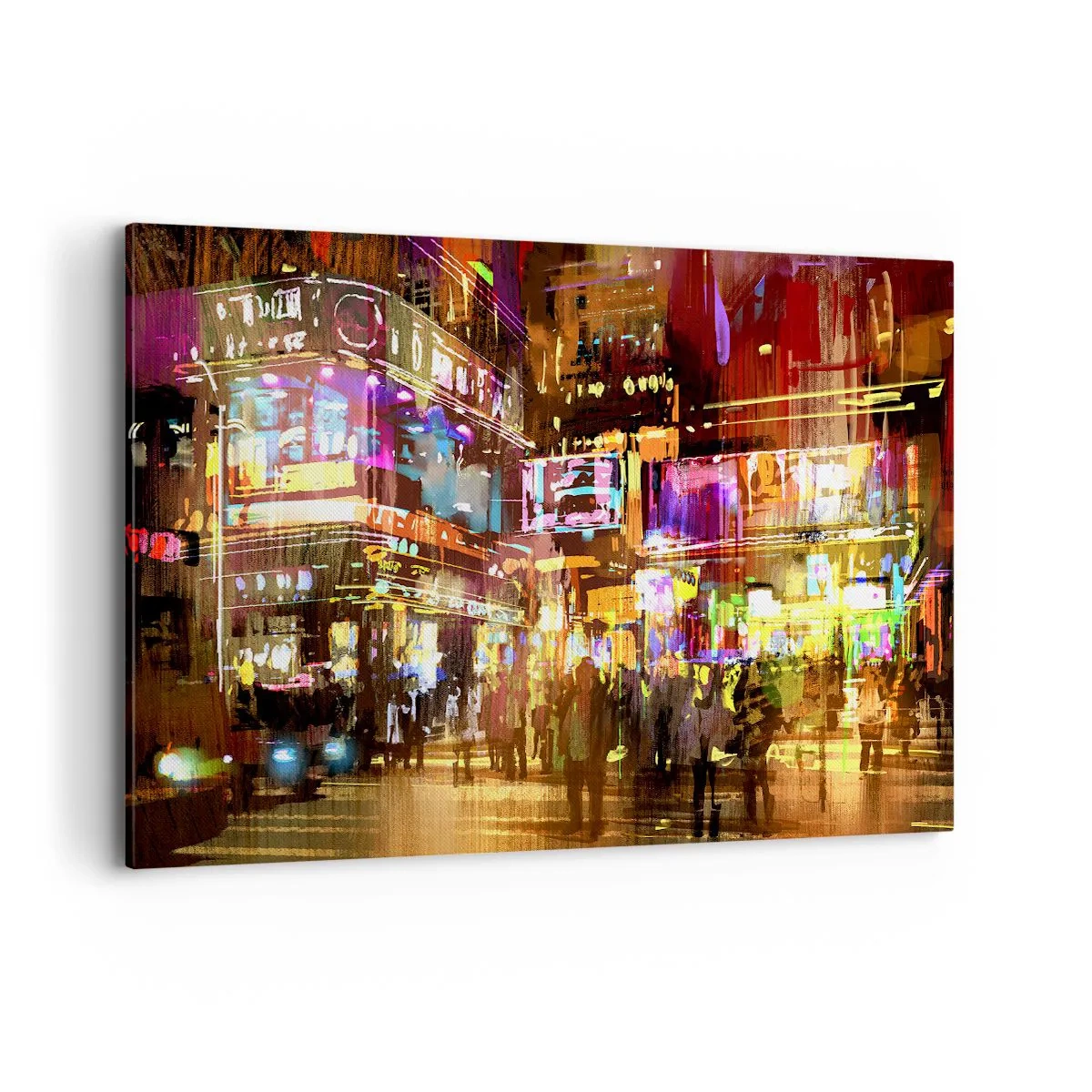 Bild auf Leinwand - Leinwandbild - Eine pulsierende Stadt bei Nacht im Neonlicht - 120x80cm - In einem Lichtermeer - Moderne Wanddekoration für Wohnzimmer und Schlafzimmer ARTTOR