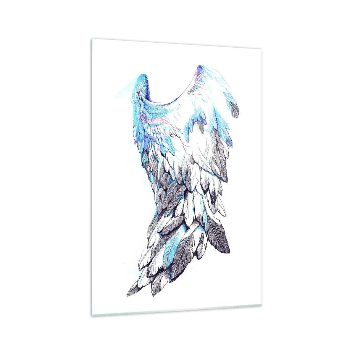 Glasbild - Bild auf glas - Zarte Engelsflügel in Pastelltönen - 70x100cm - Ich brauche Flügel - Moderne Wanddekoration für Wohnzimmer und Schlafzimmer ARTTOR