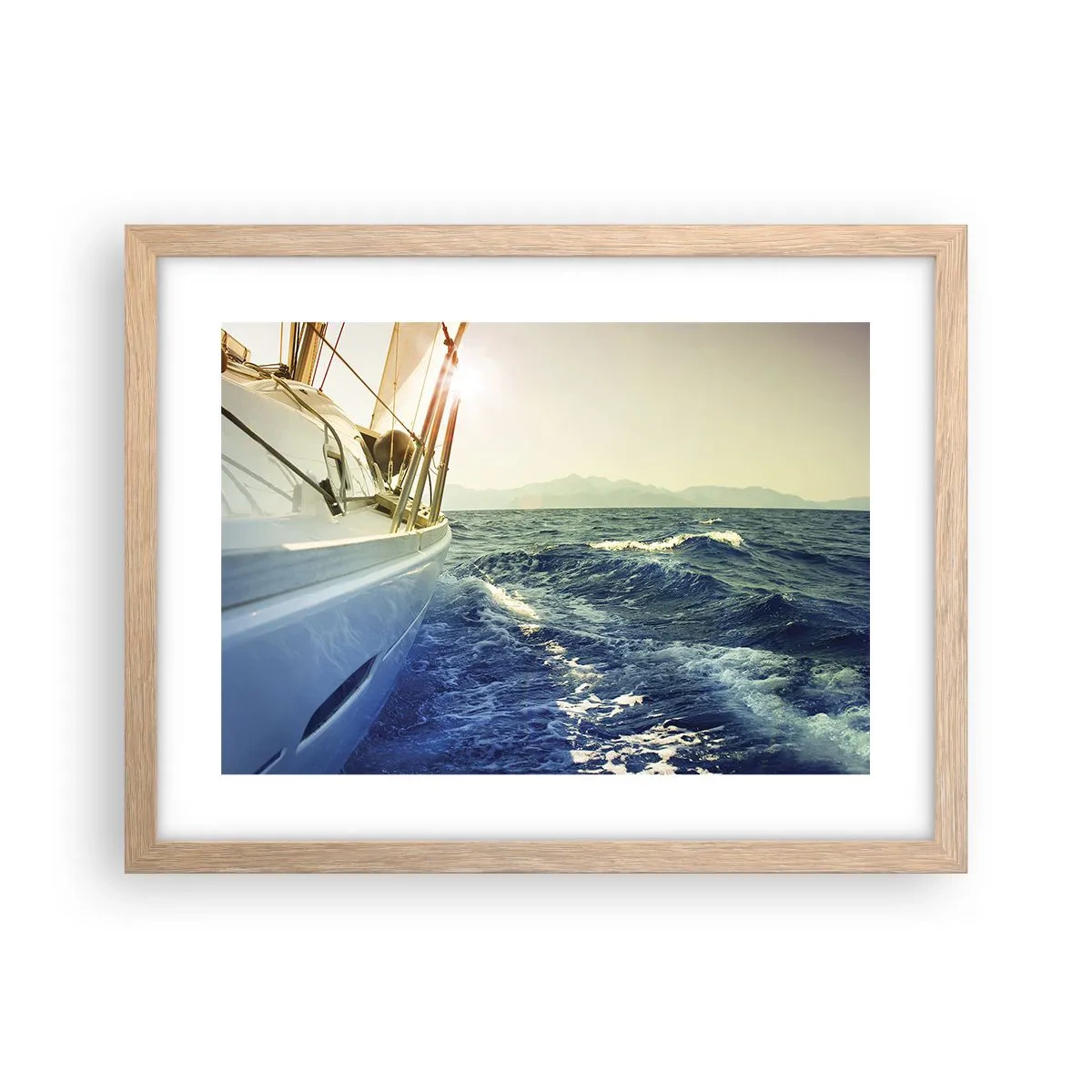 Poster in einem Rahmen aus heller Eiche - Auf ins Abenteuer - 40x30 cm