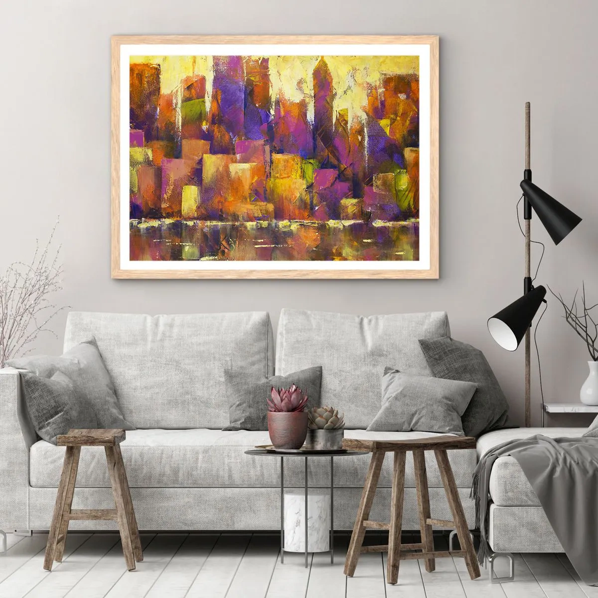 Poster in einem Rahmen aus heller Eiche - Metropolitische Komposition - 100x70 cm