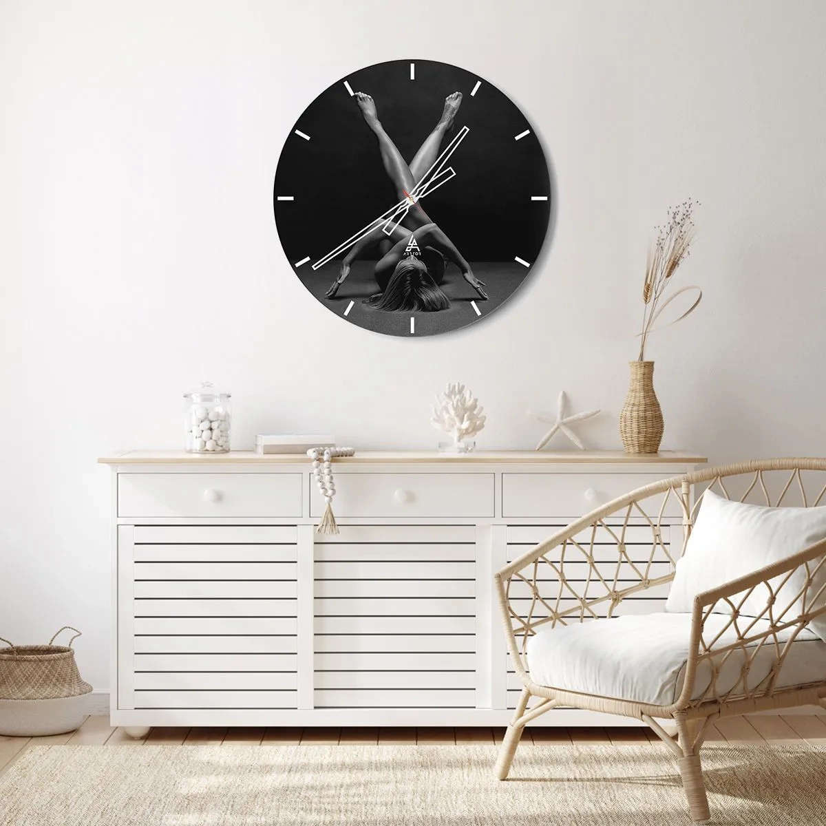 Wanduhr - Glasuhr - Die Geometrie der Nacktheit - 40x40 cm