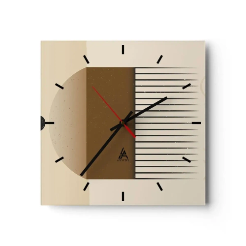 Wanduhr - Glasuhr - Abstrakte geometrische Komposition in Beige- und Brauntönen - 30x30cm - Verschiedene Staaten - Moderne Wanddekoration für Wohnzimmer und Schlafzimmer ARTTOR