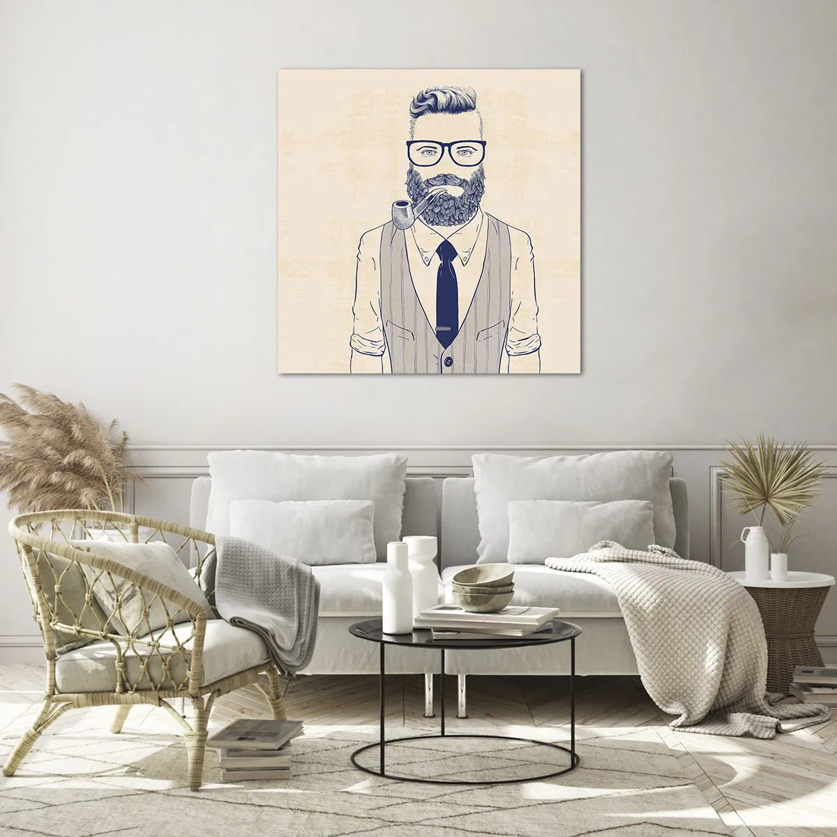 Glasbild - Bild auf glas - Fröhlich, maskulin und modisch - 50x50 cm