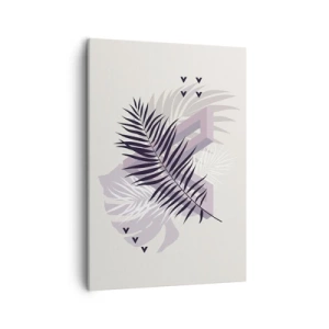Bild auf Leinwand - Leinwandbild - Eine minimalistische Komposition mit Blättern und geometrischen Formen - 50x70cm - Der Schatten des Schattens - Moderne Wanddekoration für Wohnzimmer und Schlafzimmer ARTTOR