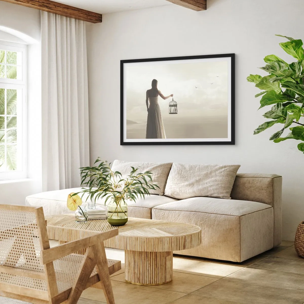 Poster in einem schwarzem Rahmen - Sei frei - 91x61 cm