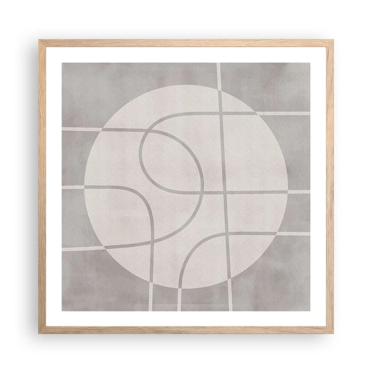 Poster in einem Rahmen aus heller Eiche - Kreisförmig und geradeaus - 60x60 cm
