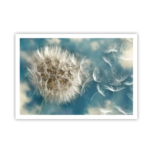 Poster - Ein verwelkter Löwenzahn vor blauem Himmel - 100x70cm - Engelsatem - Moderne Wanddekoration für Wohnzimmer und Schlafzimmer ARTTOR