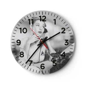 Wanduhr - Glasuhr - Hallo, wir sind in den 1950er Jahren. - 40x40 cm
